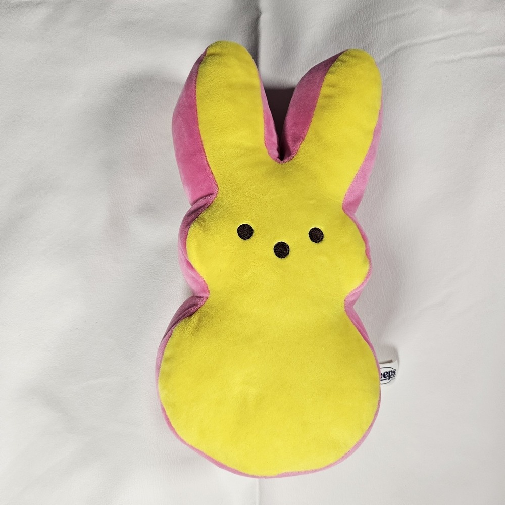 Peeps Bunny Plush Pillow‎ Yellow Pink Easter Stuffed Animal
